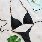 Bikini Brasiliano Due Pezzi con Catene Metalliche e Micro Perizoma, Costume da Bagno Donna platinumshop