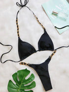Bikini Brasiliano Due Pezzi con Catene Metalliche e Micro Perizoma, Costume da Bagno Donna platinumshop