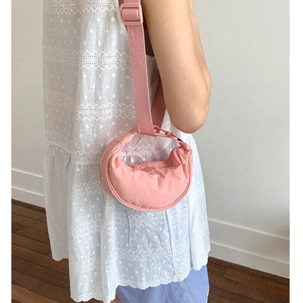 Simple Design Women's Messenger Bag Fashion Ladies Nylon Hobos Small Shoulder Bags Vintage Female Girls Purse Cloth Handbags PlatiNum