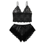 Pigiama da donna sexy nero in raso 4 pezzi di pizzo di seta reggicalze pantaloncini abito pigiama set camicia da notte biancheria intima camicia da notte vestito
