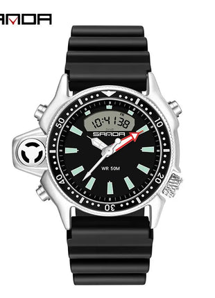 SANDA Sport orologio digitale al quarzo da uomo orologi subacquei creativi orologio da uomo con allarme impermeabile orologio con doppio Display Relogio Masculino platinumshop