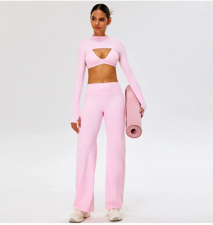 Women High Waist Wide Leg Pants Leggings Tights Fitness Bell-bottoms Yoga Elastic Leggings Push Up Gym Workout Flared Pants