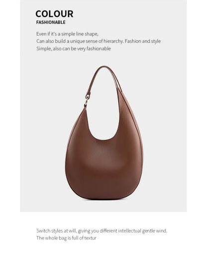 2025 New Genuine Leather Women Half Moon Bag Shoulder Ladies Luxury Underarm bag Commuter Shopping Handbag Bag For Women Gift