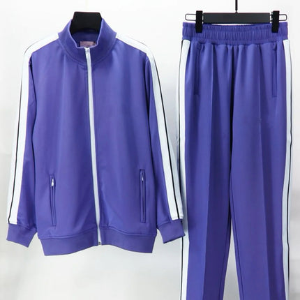 European and American new leisure sports suit men and women high-end fashion space cotton cardigan fashion two-piece large size PlatiNum