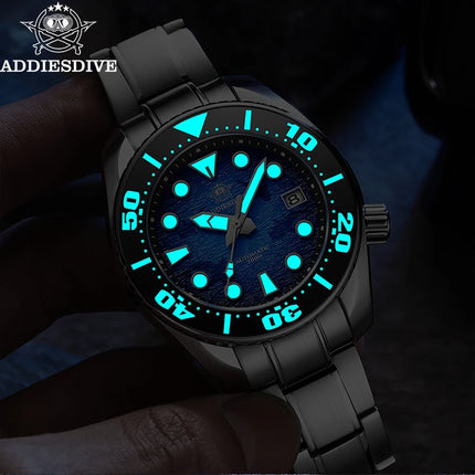 ADDIESDIVE Watches For Men Sapphire Luxury NH35 Mechanical Wristwatch 200m Waterproof Ceramic Bezel BGW9 Luminous Diving Watch