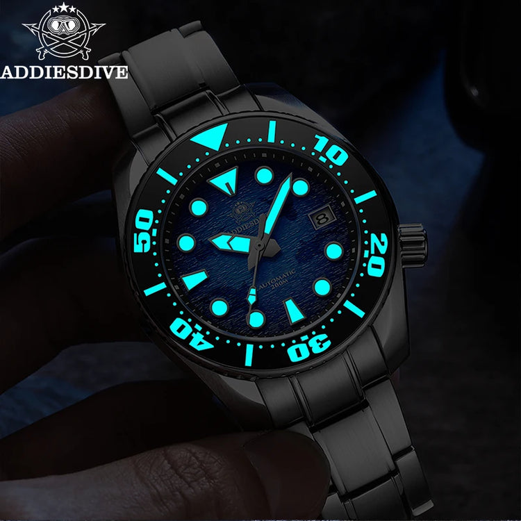 ADDIESDIVE Watches For Men Sapphire Luxury NH35 Mechanical Wristwatch 200m Waterproof Ceramic Bezel BGW9 Luminous Diving Watch