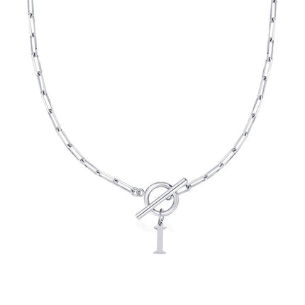 Women stainless steel Initial necklace A-Z Letter charms pendant Choker Women silvery Chain Ot Deduction Necklace For Women 2025 PlatiNum