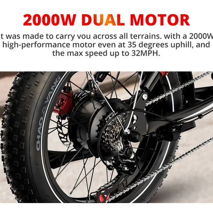 Bicicletta elettrica HiQiS S8 con motore da 25 km/h, 48V 25AH, doppia sospensione, pneumatici fat da 20 pollici, lunga autonomia di 50 km, e-bike per adulti