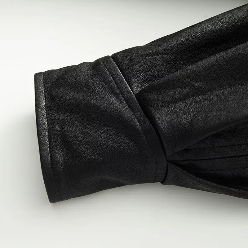 Vintage Elastic Waist Cinching Brwon Leather Jacket Women Casual Lapel Zipper Pu Coat Lady Autumn Outdoors Highstreet Outwear