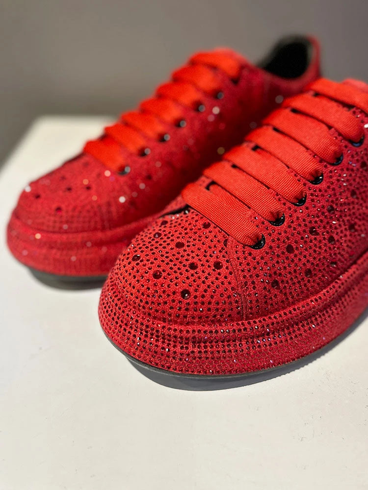 Luxury New Men Rhinestone Lace Up All Match Brand Shoes Causal Flats Loafers Sports Walking Sneakers Zapatos Hombre Vest