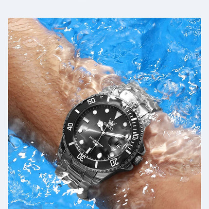 OLEVS Orologi da uomo Trend Luxury Cinturino in acciaio pregiato Grande data Orologio da polso al quarzo di marca originale per uomo Impermeabile luminoso 5885 Nuovo platinumshop