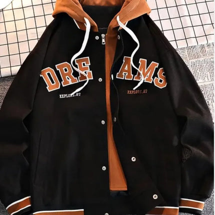 Men's Autumn New Brand All-match Student Letter Hooded Jacket Trendy Women High Quality Varsity Baseball Uniform Jacket