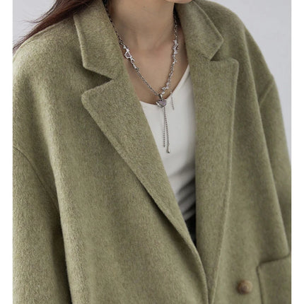 CHIC VEN Women's Woolen Coats Loose Casual Double Breasted Retro Double-sided Jacket Office Lady Outerwear Autumn Winter 2026
