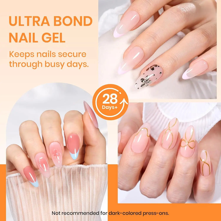 Beetles 2Pcs 20g Solid Nail Glue Gel for Soft Gel Tips, Press On Nails and Acrylic Nail Extensions, UV Light Required
