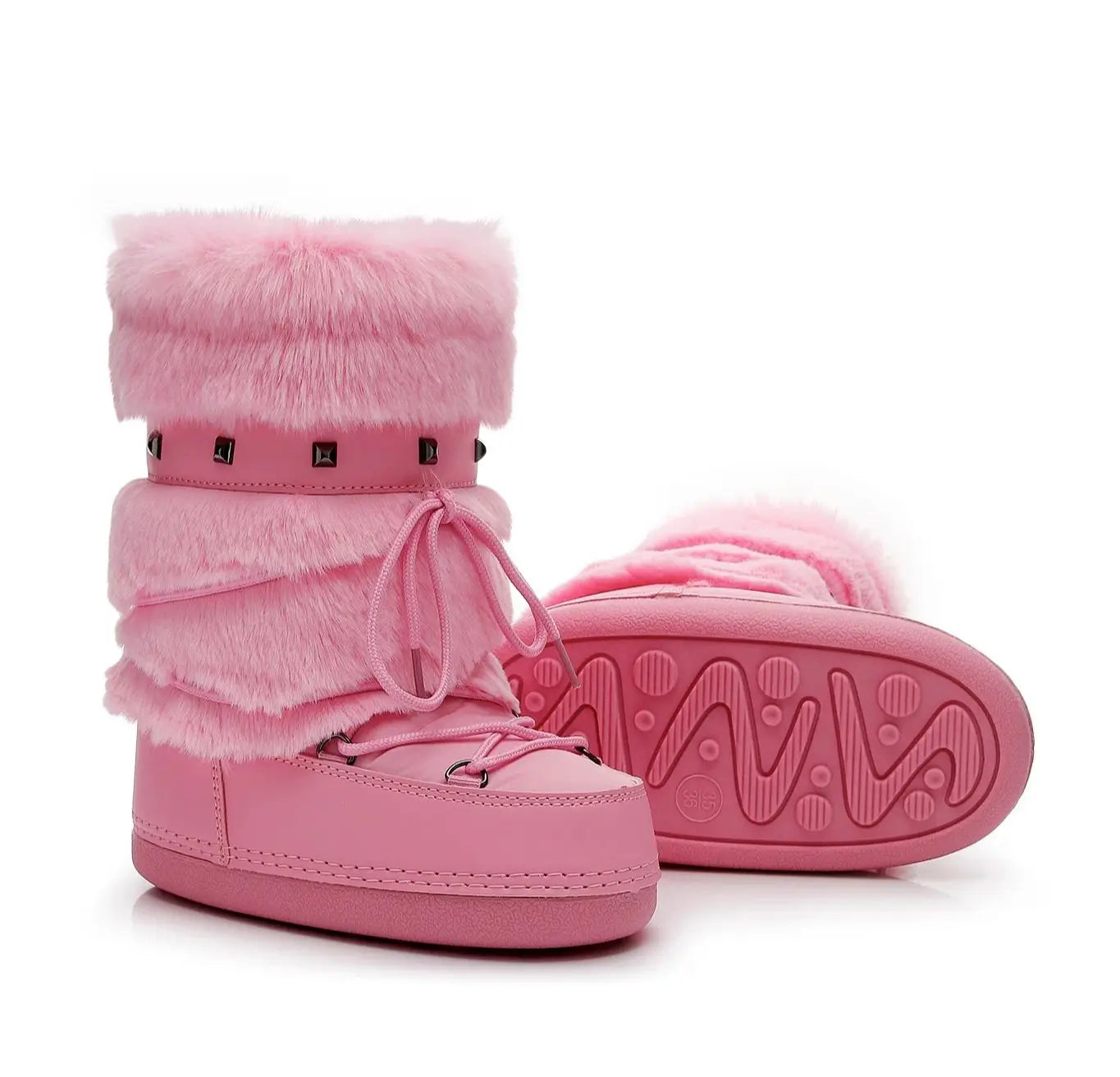 Women's Furry Boots New Warm Skiing Winter Boots Women Space Boots Trendy Ladies Winter Shoes Non-slip Girls Snow Boots