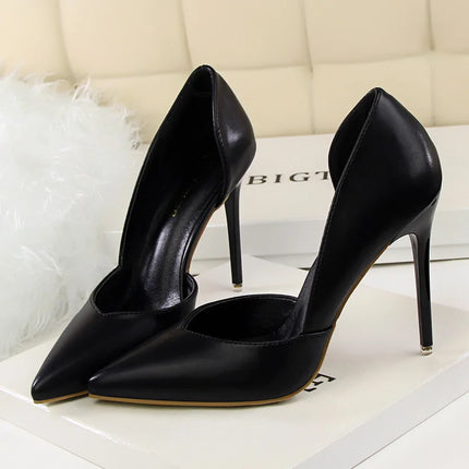 Donne di estate 10.5 centimetri Tacchi Alti Pompe di Pelle Femminile Escarpins Elegante Dolce Giallo Rosa Stiletto Della Signora Tacchi Da Sposa Scarpe Cave