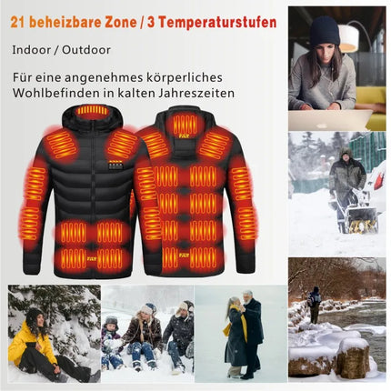 New Men'S Winter Four Control 21 Zone Intelligent Heating And Warming Fashionable And Casual Hooded Cotton Coat (No Power Bank)
