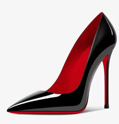 2025New Gradient Red Bottom Large Heels Sexy Leopard Pattern Pointed Professional Women's Shoes Black Graduation Single Shoes