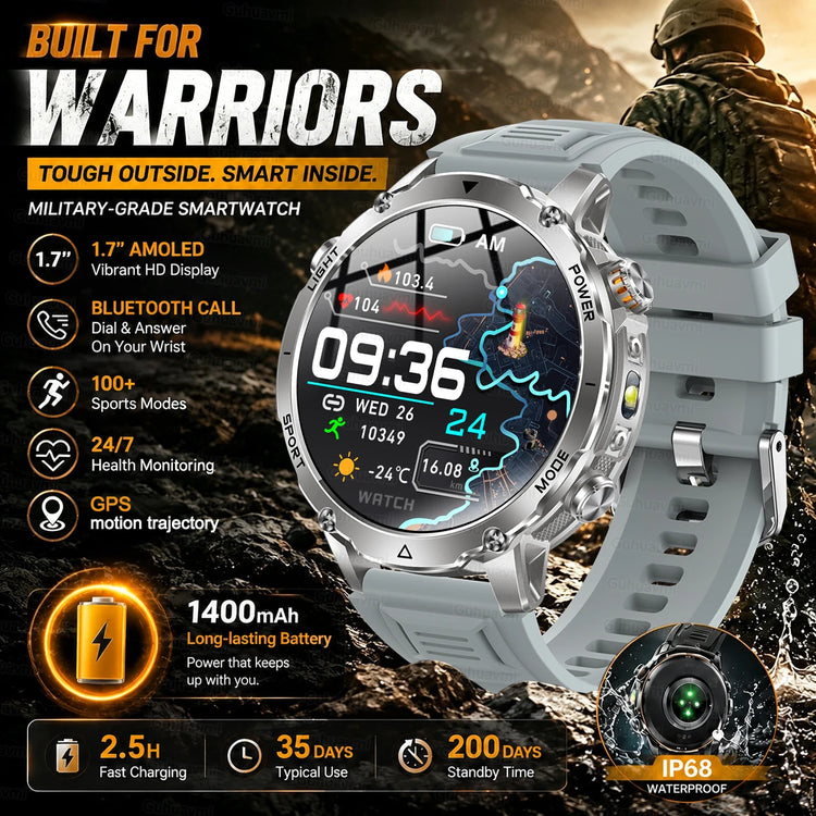 Military Grade Sapphire Smart Watch HeartRate SO2 BT5.3 Call Custom dial Smartwatch for Men Breathable Band Sports watch 1400mAh