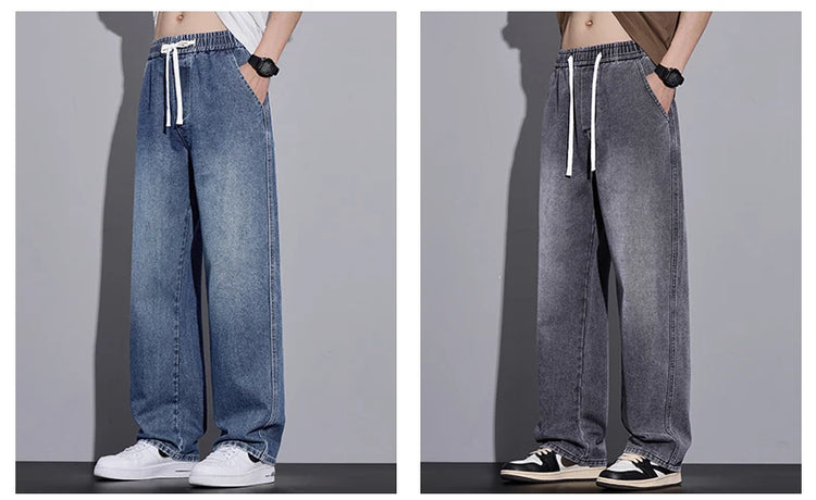Abbigliamento da uomo Pantaloni a gamba larga Jeans larghi Streetwear Pantaloni in denim moda dritti