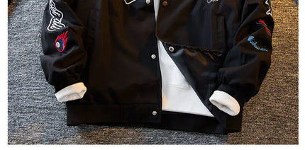 Men's Jacket High Street Vintage Retro Locomotive Baseball Uniform Spring Autumn Loose Single-breasted Embroidered Jackets