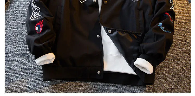 Men's Jacket High Street Vintage Retro Locomotive Baseball Uniform Spring Autumn Loose Single-breasted Embroidered Jackets