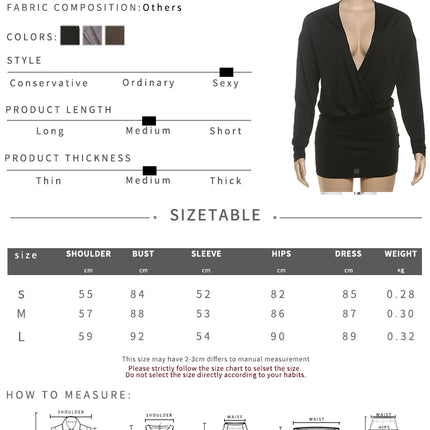 Sisterlinda Women's Deep V Neck Elegant Mini Dress Long Sleeve Skinny Hip Peach Midnight Club Party Fashion Sexy Bodycon Solid