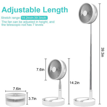 Ventilatore portatile ricaricabile Mini pavimento telescopico pieghevole Ventilatore estivo a basso rumore Raffreddamento per scrivania da ufficio per camera da letto domestica