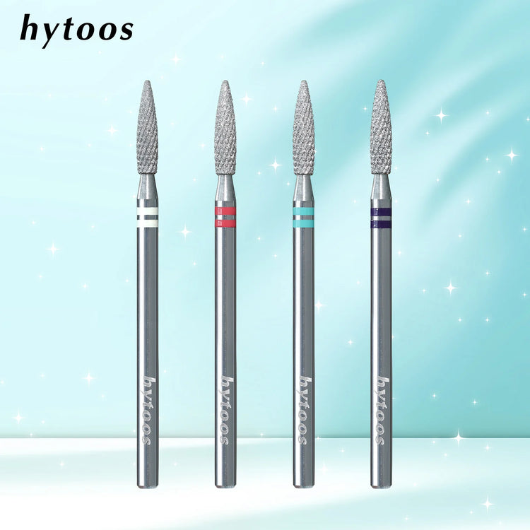 HYTOOS Diamond Cut Pro Nail Drill Bits Chrome Flame Russian Cuticle Bit for Electric Nail Drill Dead Skin Cleaner Nail Prep Tool