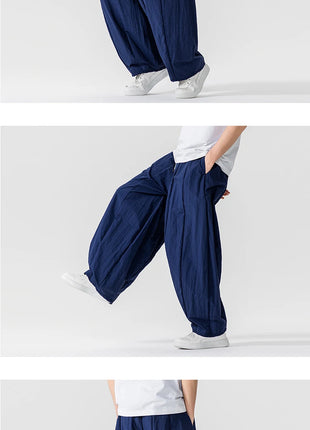 Pantaloni Uomo Nuova Estate Pantaloni larghi leggeri e sottili in vita elastica Sport all'aria aperta maschili Pantaloni larghi casual oversize da uomo Streetwear