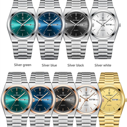 POEDAGAR Orologio da polso al quarzo da uomo di lusso Impermeabile luminoso Data Settimana Orologio da uomo Orologi da uomo d'affari in acciaio inossidabile platinumshop