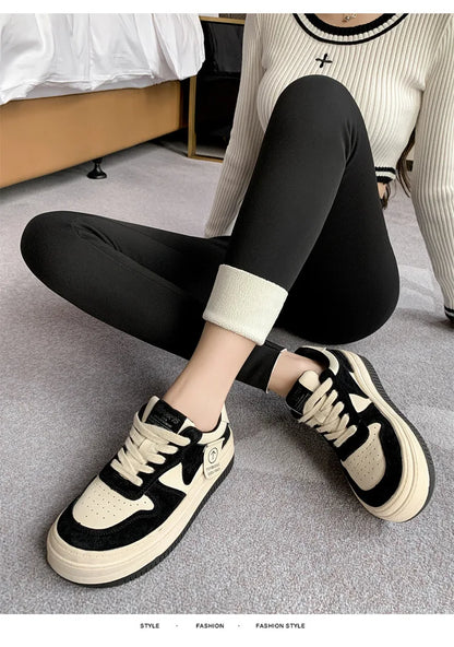 Women High-Waisted Winter Leggings Add Plush Fleece Slimming Tights Warm Trousers Casual Cashmere Pants For Women