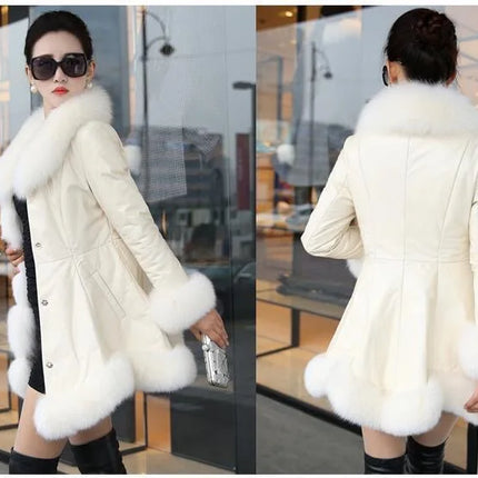Hot Sale Winter Women's Faux Fur High Quality Faux Sheepskin Coats Keep Warm With Fur Fox Collars Slim Female Furs