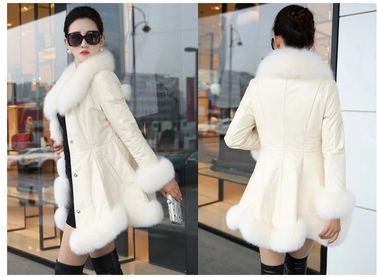 Hot Sale Winter Women's Faux Fur High Quality Faux Sheepskin Coats Keep Warm With Fur Fox Collars Slim Female Furs