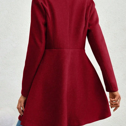 Women's Autumn Winter Yellow Woolen Coat Elegant Lapel Double Button Slim Fit Mid-Length Overcoat Casual Long Sleeve Outerwear F