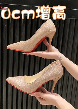Aphixta Oro Argento Nero Décolleté con tacco alto a spillo da 3,54 pollici Décolleté da donna per tutte le stagioni Scarpe da festa con punta a punta di grandi dimensioni 49 50 platinumshop