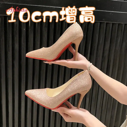 Aphixta Oro Argento Nero Décolleté con tacco alto a spillo da 3,54 pollici Décolleté da donna per tutte le stagioni Scarpe da festa con punta a punta di grandi dimensioni 49 50 platinumshop