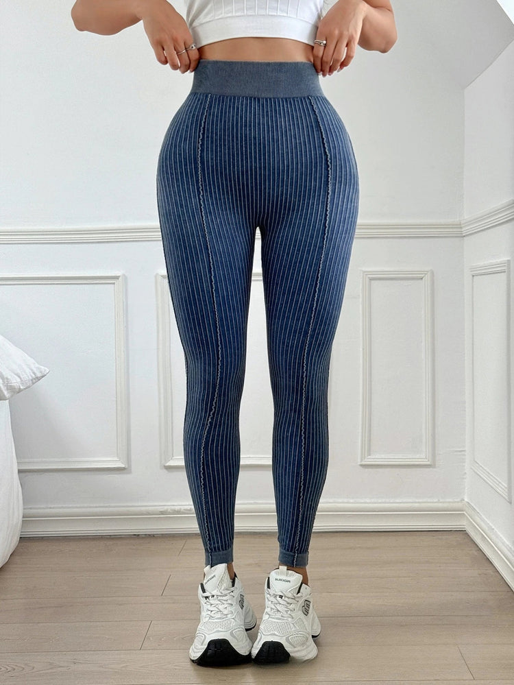 Womens Sand Washed Ribbed Leggings High Waisted Yoga Leggings V Shaped Waistband Peach Booty Lifting Fitness Pants for Workout PlatiNum