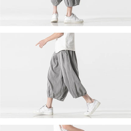 Pantaloni larghi estivi Vendite calde da uomo Harajuku Harem Pantaloni lanterna in cotone e lino Vintage Casual Giappone Samurai Pantaloni a gamba larga da uomo