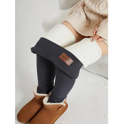 Women Ultra Thick Imitation Lamb Wool Leggings Autumn Winter Warm Fleece Leggings Female Plush High Waist Elasticity Tights