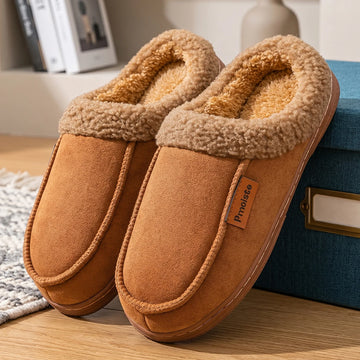 Winter New Men's Imitation Deer Skin Slippers TPR Bottom Warm and Comfortable Indoor Slippers Suitable for Home Wear anti Slip