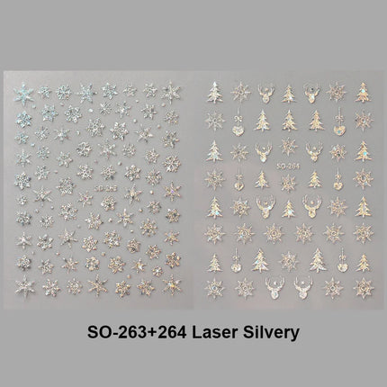 2pc Holographic Christmas Nail Art Stickers Iridescent Laser Snowflake Deer Tree Winter Slider Decals New Year Manicure Supplies