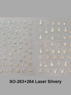 2pc Holographic Christmas Nail Art Stickers Iridescent Laser Snowflake Deer Tree Winter Slider Decals New Year Manicure 2027