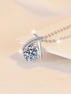 Nuova Collana in Argento 925 con Ciondolo Semplice e Zirconi 5A per Donne, Gioielli da Matrimonio in Argento Sterling, Accessori Raffinati, Regali per Feste alla Moda