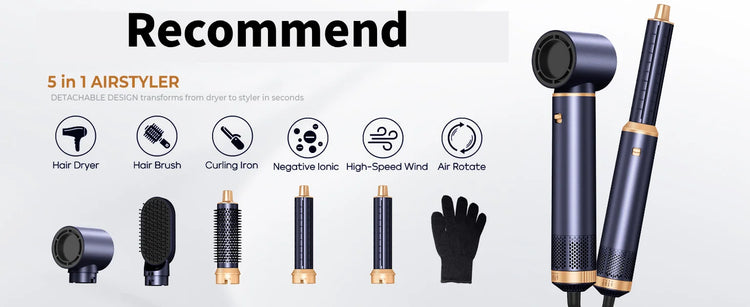 Curling Iron Set 5-in-1 Hair Curler with 3 Barrel Hair Crimper, Hair Straightener - Waver Heating Styling Tools for Women