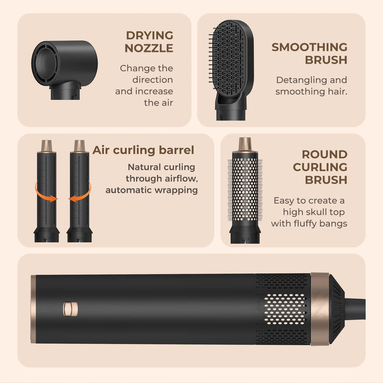 5 in 1 Hair Dryer Hot Comb Set Professional Curling Iron Hair Straightener Styling Tool For Professional Hair Dryer Household