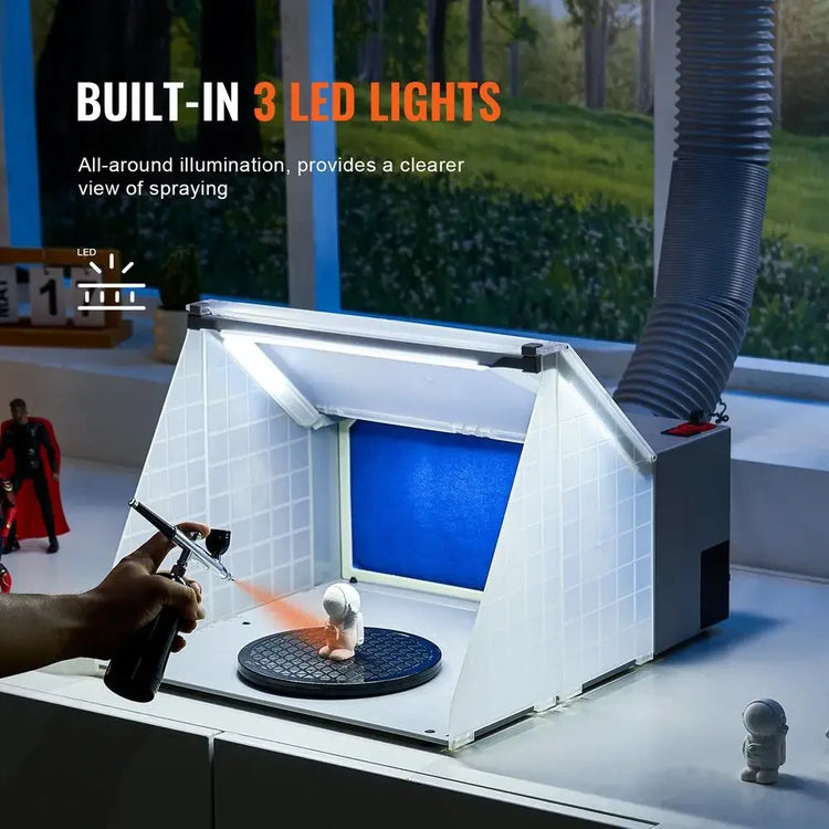 Airbrush Spray Booth, Airbrush Paint Spray Booth Set 4 M³/min, With LED Lights, Exhaust Fan And Exhaust Extension Hose, For Painting Models, Art, Crafts, Model Cakes