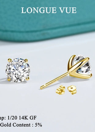Orecchini a bottone in moissanite a 4 punte in oro massiccio 14 carati per le donne Orecchini a bottone con diamanti da sposa Gioielleria raffinata Regalo di compleanno platinumshop