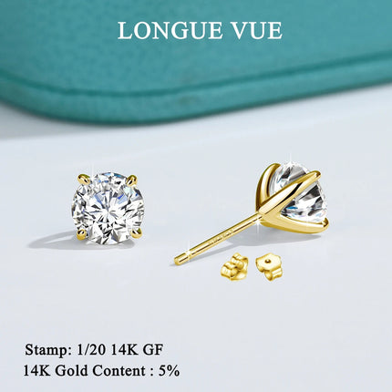 Orecchini a bottone in moissanite a 4 punte in oro massiccio 14 carati per le donne Orecchini a bottone con diamanti da sposa Gioielleria raffinata Regalo di compleanno platinumshop