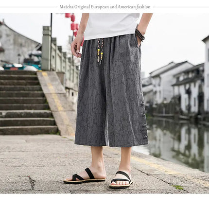 Pantaloni da samurai giapponesi Kimono da uomo Pantaloni casual in cotone retrò da uomo Pantaloni larghi casual Hip Hop Harajuku di alta qualità da uomo